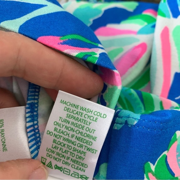 Lilly Pulitzer Floral Tropical A Line Dress Girls 8-10 Ruffle Sleeve Blue Beachy - Picture 5 of 10